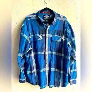 Harley Davidson 2XL plaid pearl snap button down shirt. Bikercore skull punk